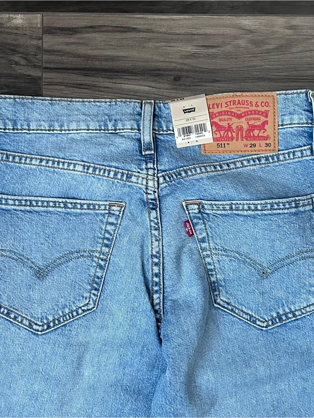 Levi's 511 Slim Fit Leg Patch Work Distressed Jeans Men’s Size 29x30 Light Wash